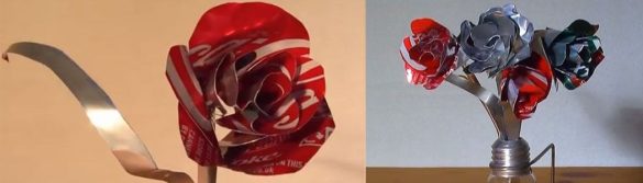 hacer rosas reciclando latas de bebidas