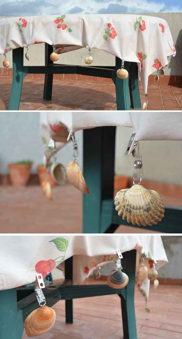 sujeta manteles con conchas marinas para jardin -foto 9